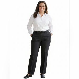 Lane Bryant Women's Dark Charcoal With Lavendar Pinstripe Pants Size 14
